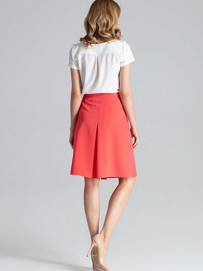 Pleated A-line Midi Skirt with Side Zip Fastening