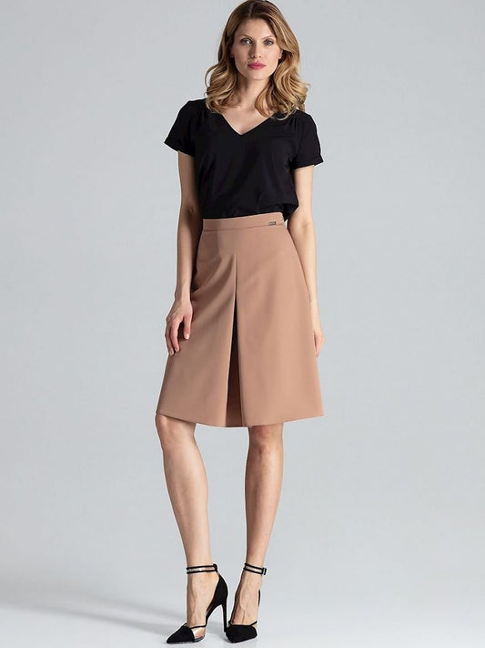 Figl A-Line Midi Skirt with Contrast Pleats