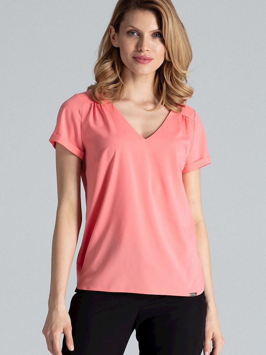 Figl Heart Neckline Short-Sleeved Blouse