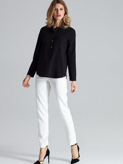 Figl Long Sleeve Stand-Up Collar Blouse