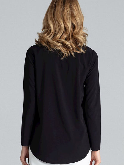 Figl Long Sleeve Stand-Up Collar Blouse