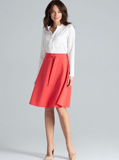 Lenitif Knee-Length Skirt with Belt and Pockets