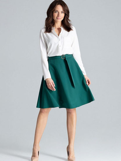 Lenitif Knee-Length Skirt with Side Pockets and Belt