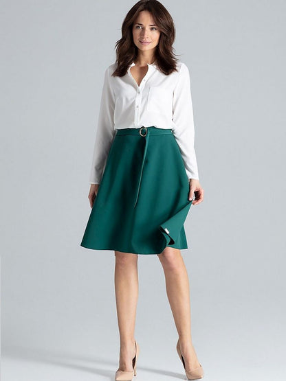 Lenitif Knee-Length Skirt with Side Pockets and Belt