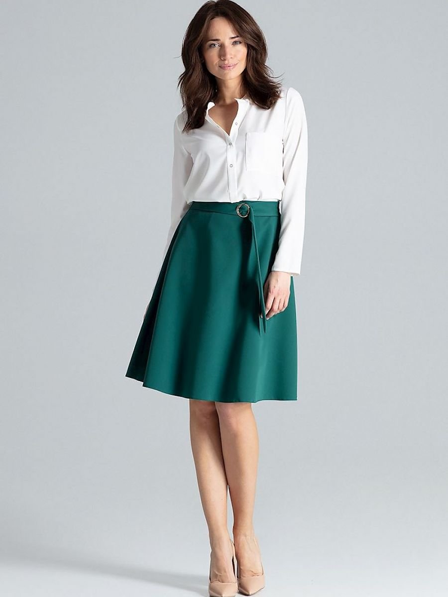 Lenitif Knee-Length Skirt with Side Pockets and Belt