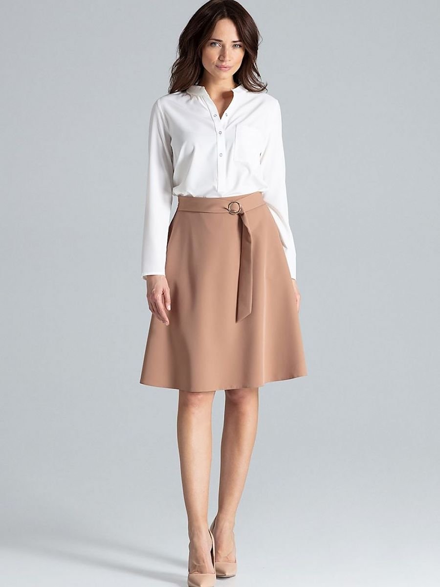 Lenitif Knee-Length Skirt with Decorative Buckle