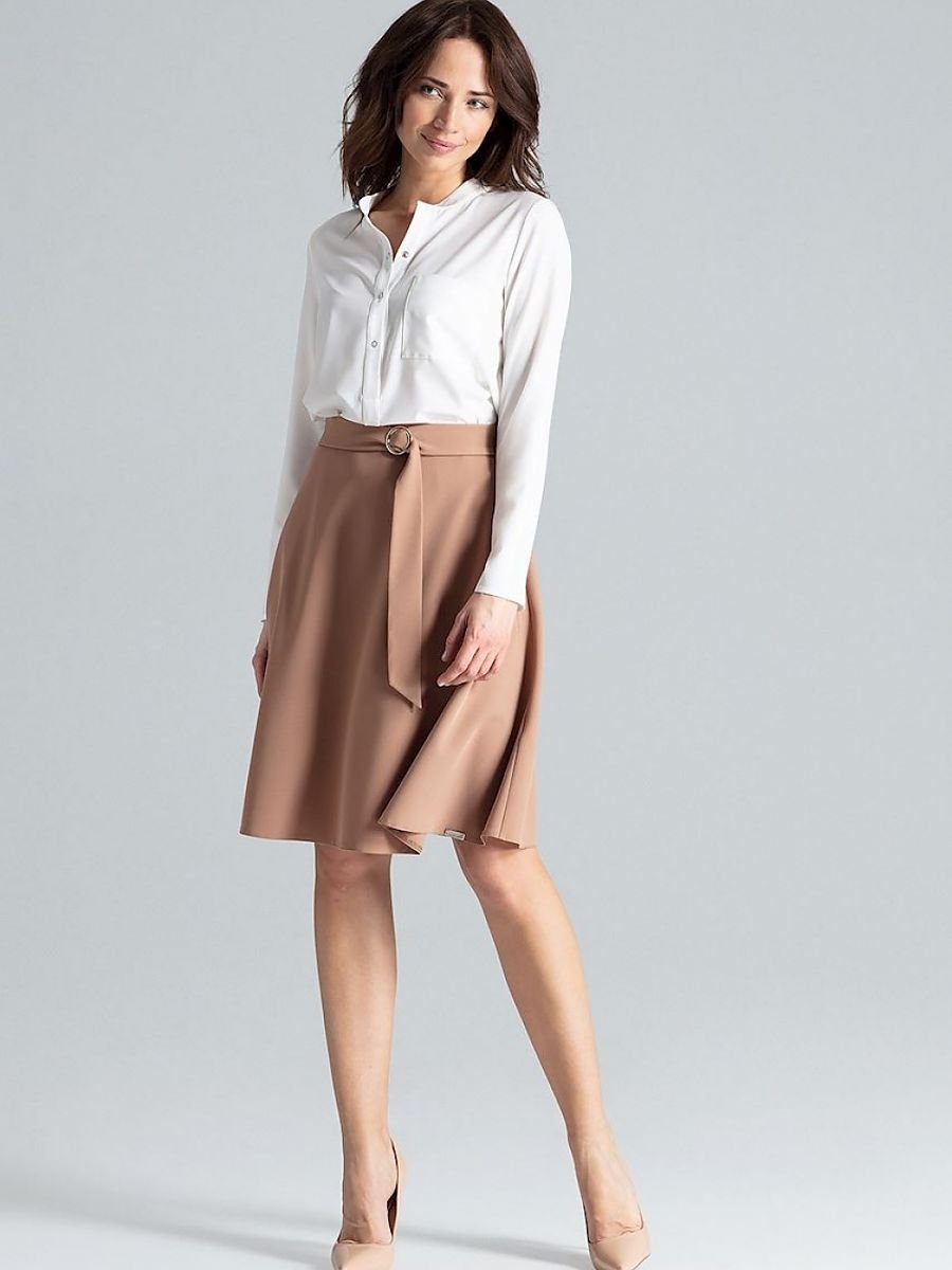 Lenitif Knee-Length Skirt with Decorative Buckle