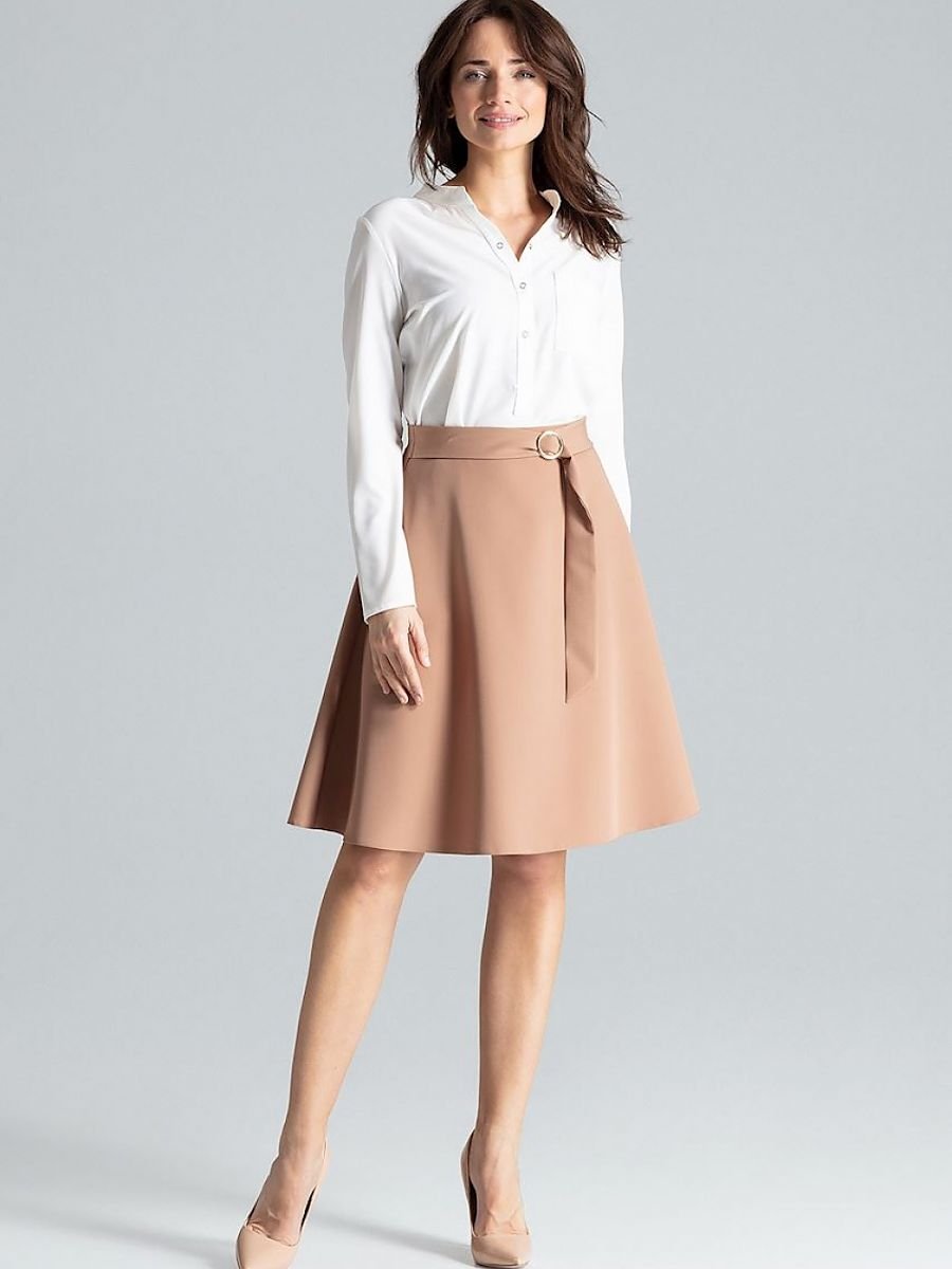 Lenitif Knee-Length Skirt with Decorative Buckle