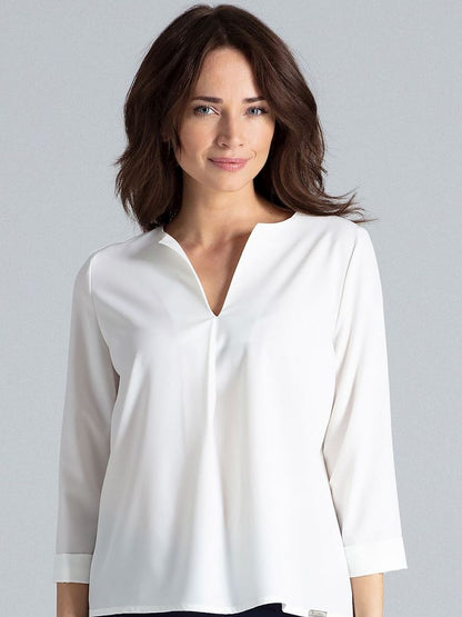 Lenitif Blouse with Contrast Pleats and Long Sleeves