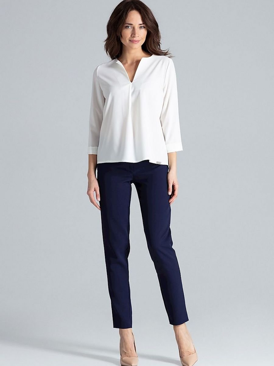 Lenitif Blouse with Contrast Pleats and Long Sleeves