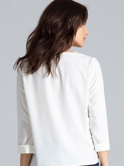 Lenitif Blouse with Contrast Pleats and Long Sleeves