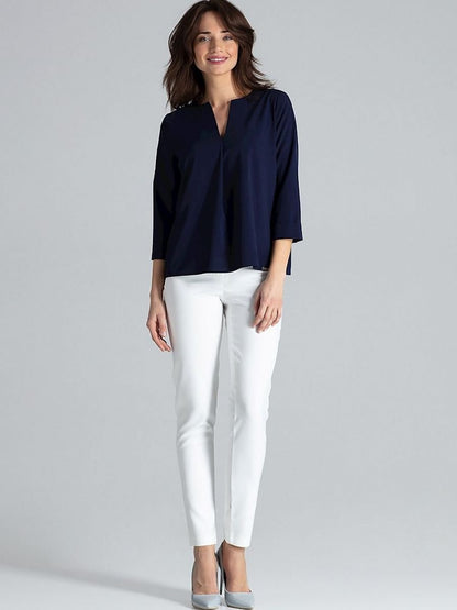 Lenitif Loose-Fit Blouse with Pleated Front