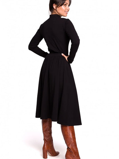 Flared Cut Midi Skirt with Side Slit - BeWear