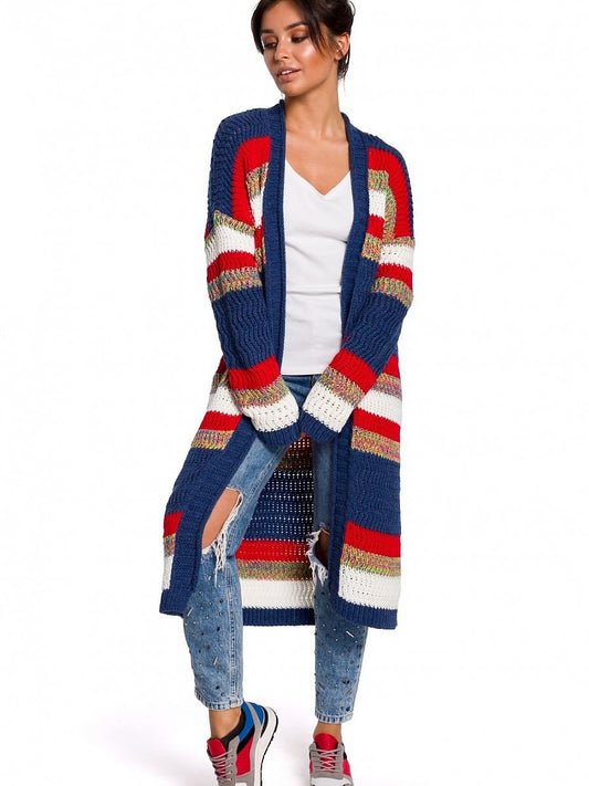 Knitted Multicolored Long Cardigan