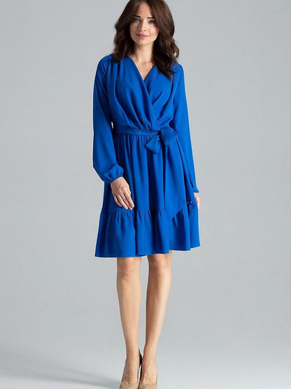 Lenitif Sapphire Cocktail Dress with Envelope Neckline