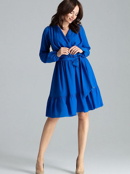 Lenitif Sapphire Cocktail Dress with Envelope Neckline