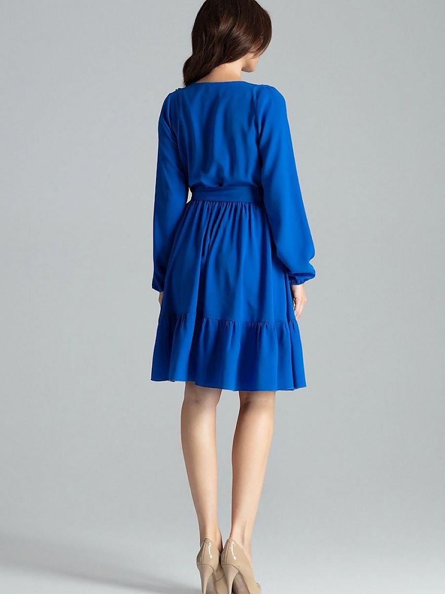 Lenitif Sapphire Cocktail Dress with Envelope Neckline