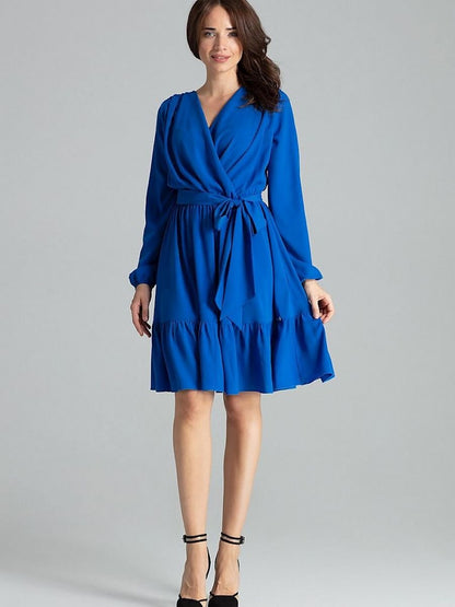 Lenitif Sapphire Cocktail Dress with Envelope Neckline