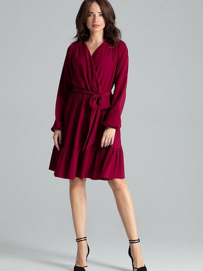 Elegant Burgundy Cocktail Midi Dress