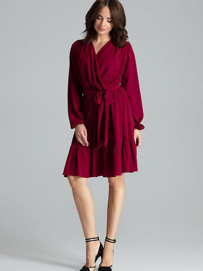 Elegant Burgundy Cocktail Midi Dress