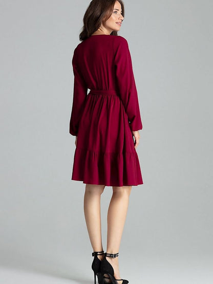 Elegant Burgundy Cocktail Midi Dress