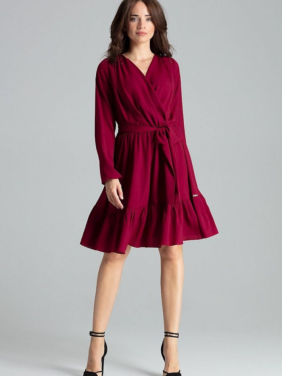 Elegant Burgundy Cocktail Midi Dress