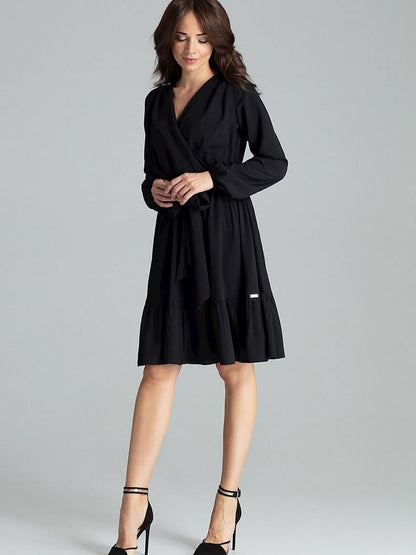 Lenitif Elegant Black Midi Cocktail Dress