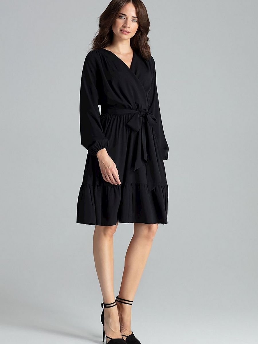 Lenitif Elegant Black Midi Cocktail Dress