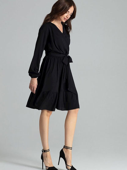 Lenitif Elegant Black Midi Cocktail Dress