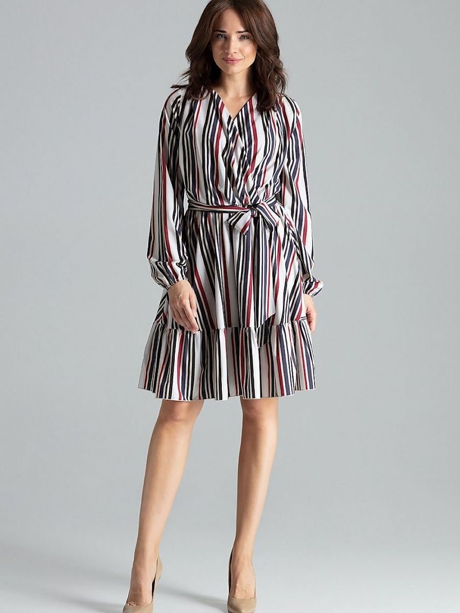 Elegant Striped Midi Dress - Lenitif Cocktail Dress