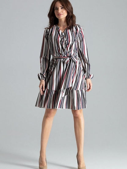 Elegant Striped Midi Dress - Lenitif Cocktail Dress