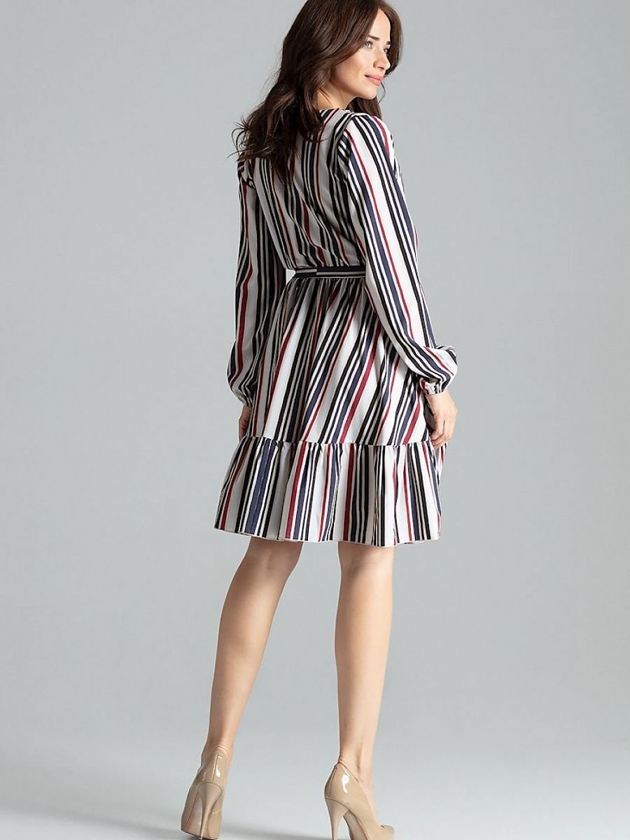 Elegant Striped Midi Dress - Lenitif Cocktail Dress