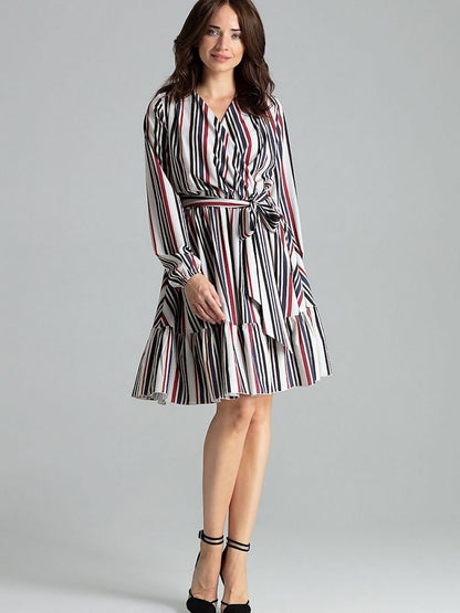 Elegant Striped Midi Dress - Lenitif Cocktail Dress