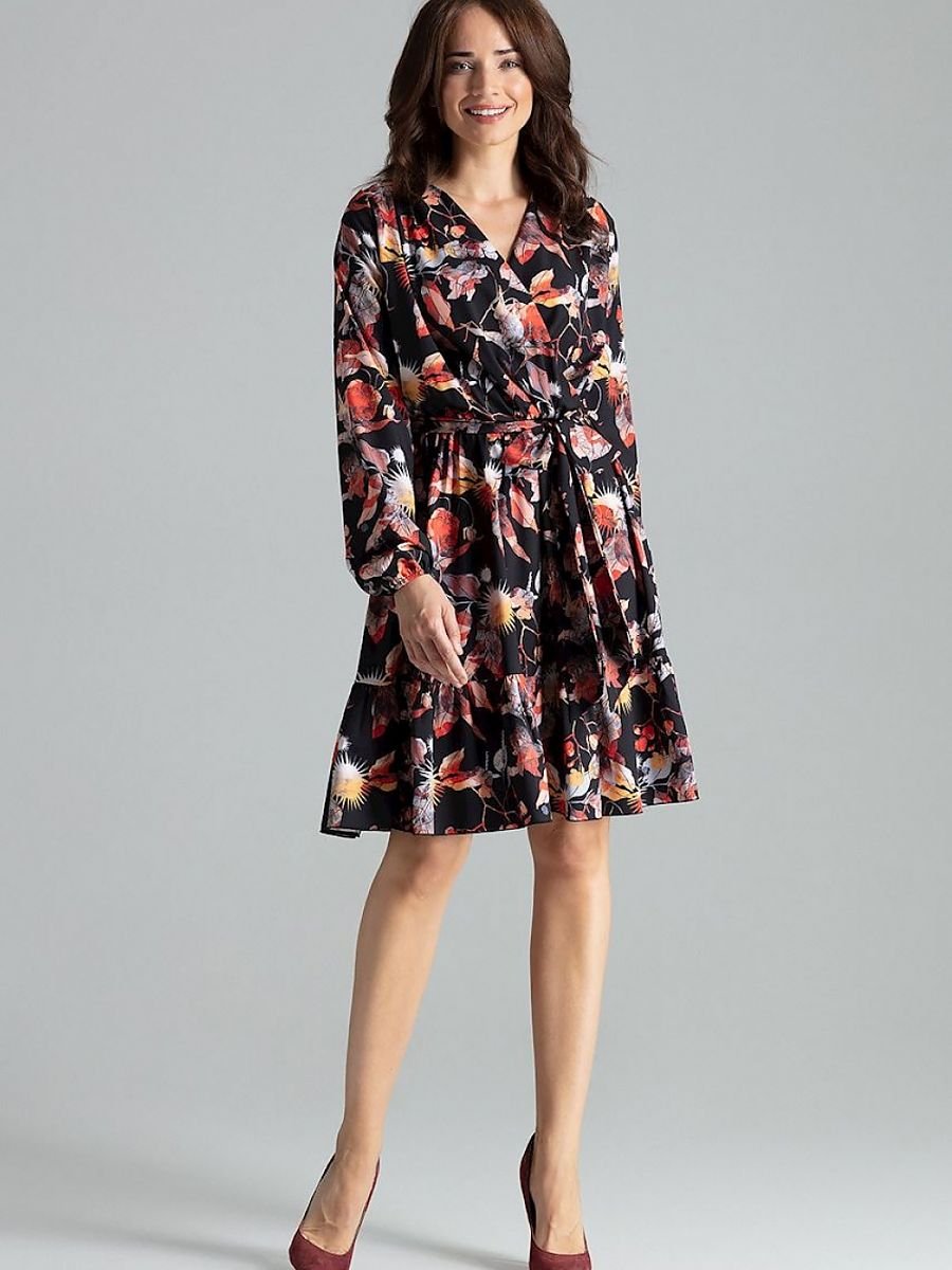 Lenitif Floral Midi Cocktail Dress with Long Sleeves