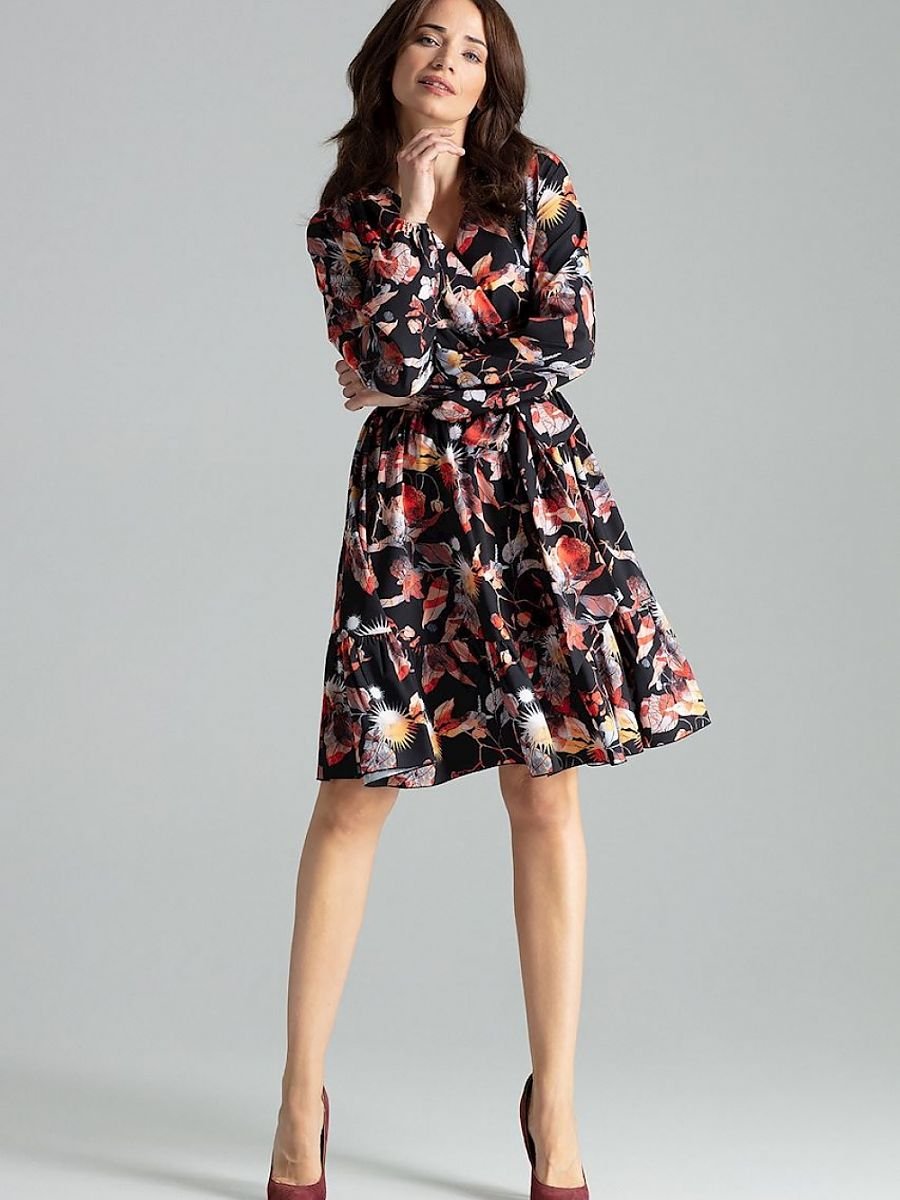 Lenitif Floral Midi Cocktail Dress with Long Sleeves