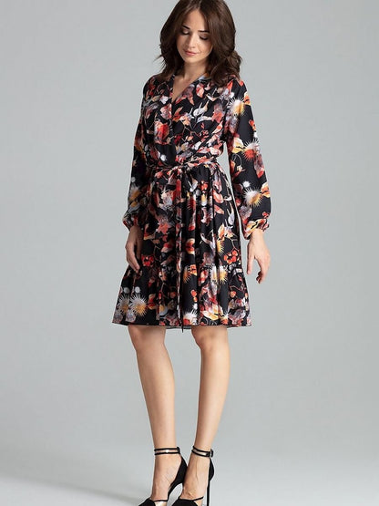 Lenitif Floral Midi Cocktail Dress with Long Sleeves