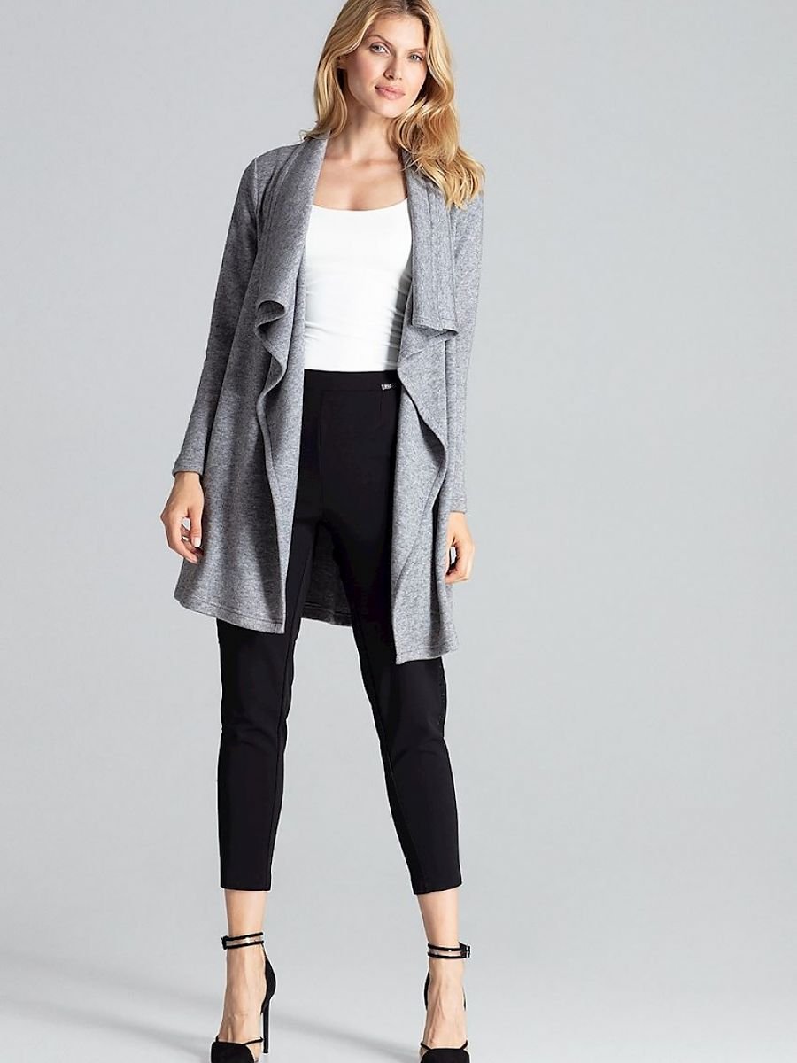 Figl Grey Loose Warm Asymmetrical Cardigan