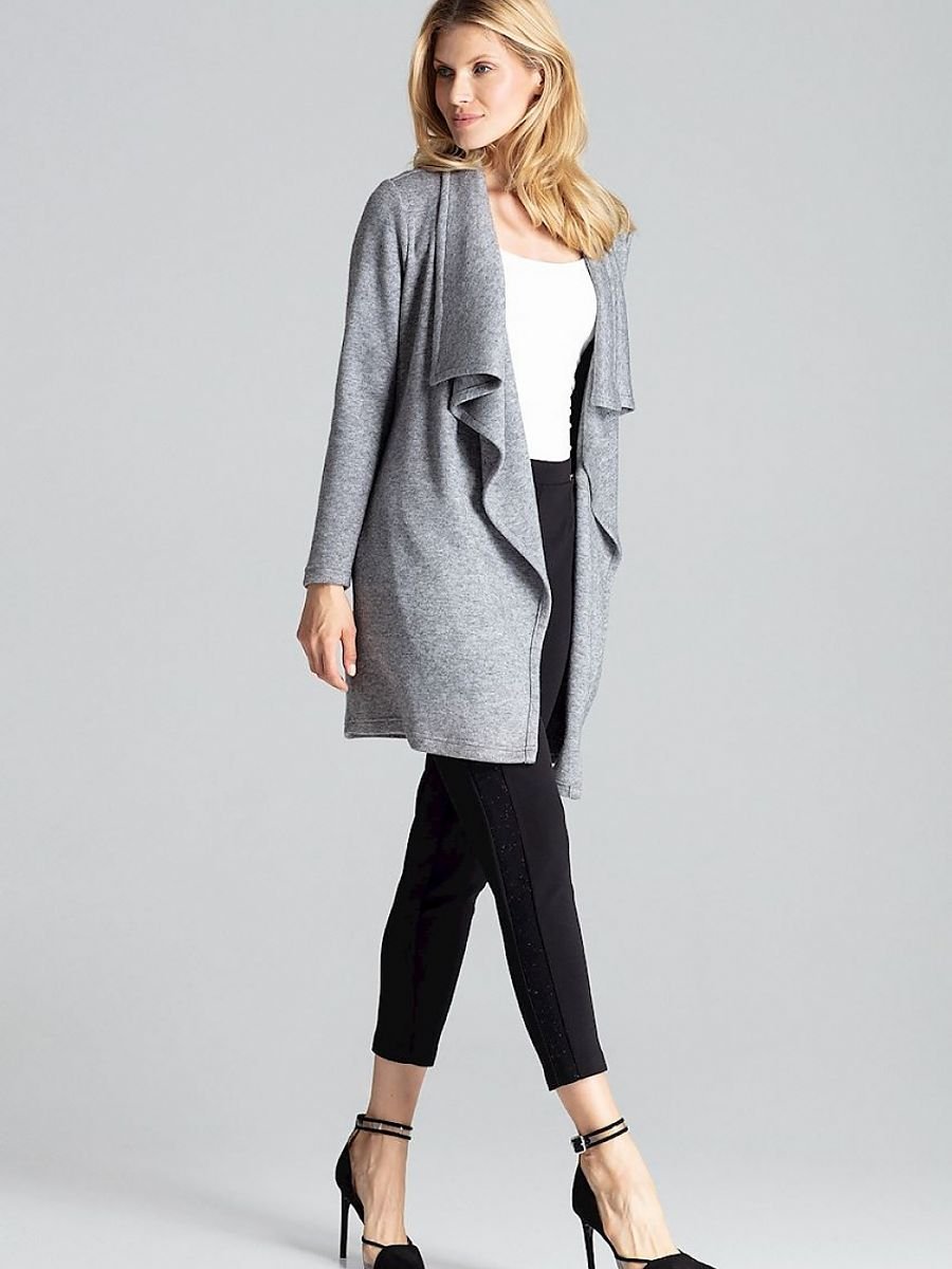 Figl Grey Loose Warm Asymmetrical Cardigan