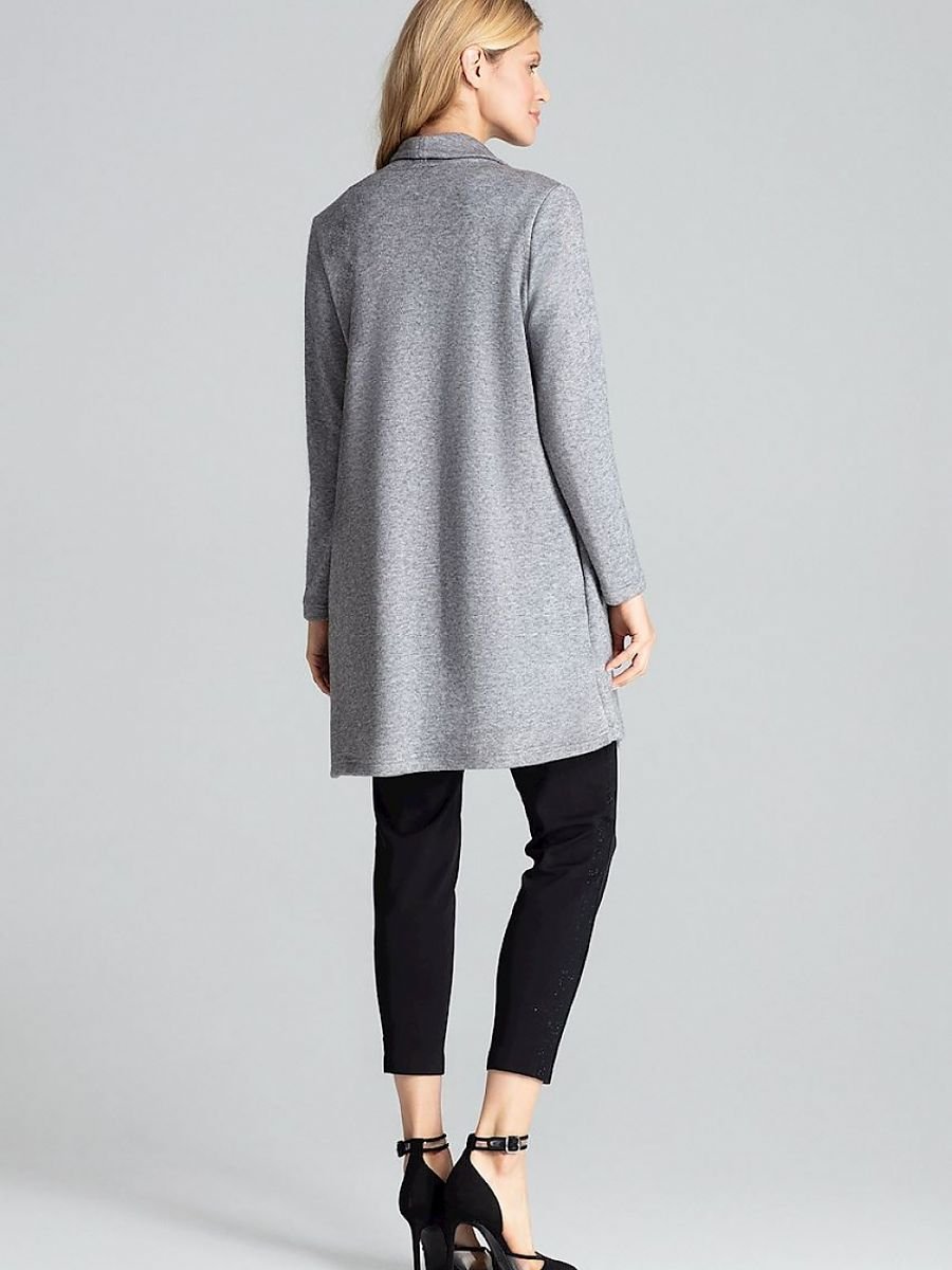 Figl Grey Loose Warm Asymmetrical Cardigan