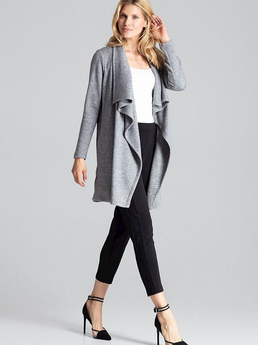 Figl Grey Loose Warm Asymmetrical Cardigan