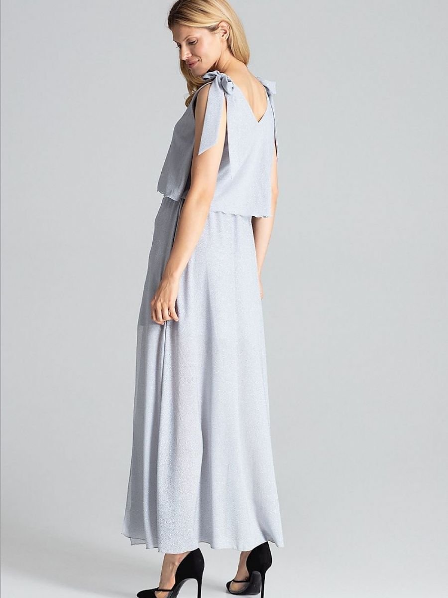 Figl Sleeveless Grey Cocktail Dress with Deep Neckline