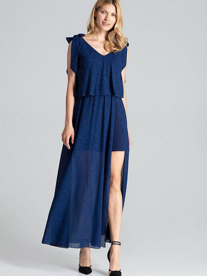 Figl Navy Blue Sensual Sleeveless Cocktail Dress