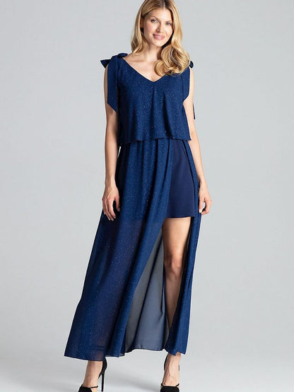 Figl Navy Blue Sensual Sleeveless Cocktail Dress