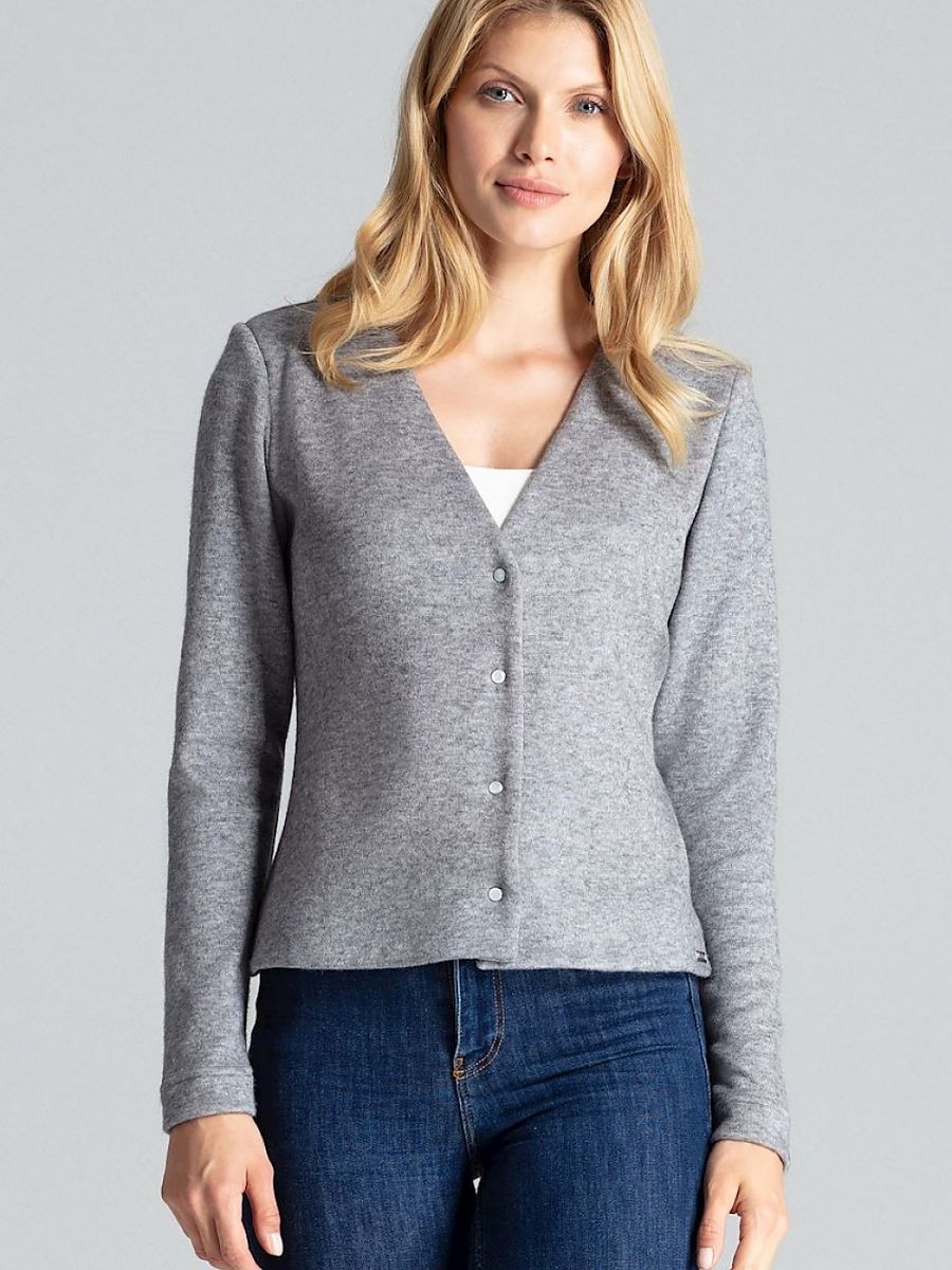 Figl Grey Heart Neckline Cardigan