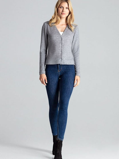 Figl Grey Heart Neckline Cardigan