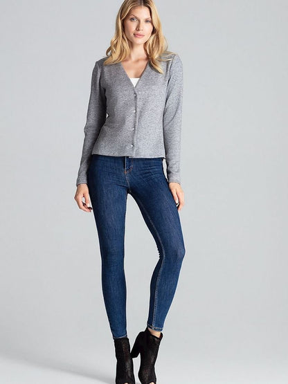 Figl Grey Heart Neckline Cardigan