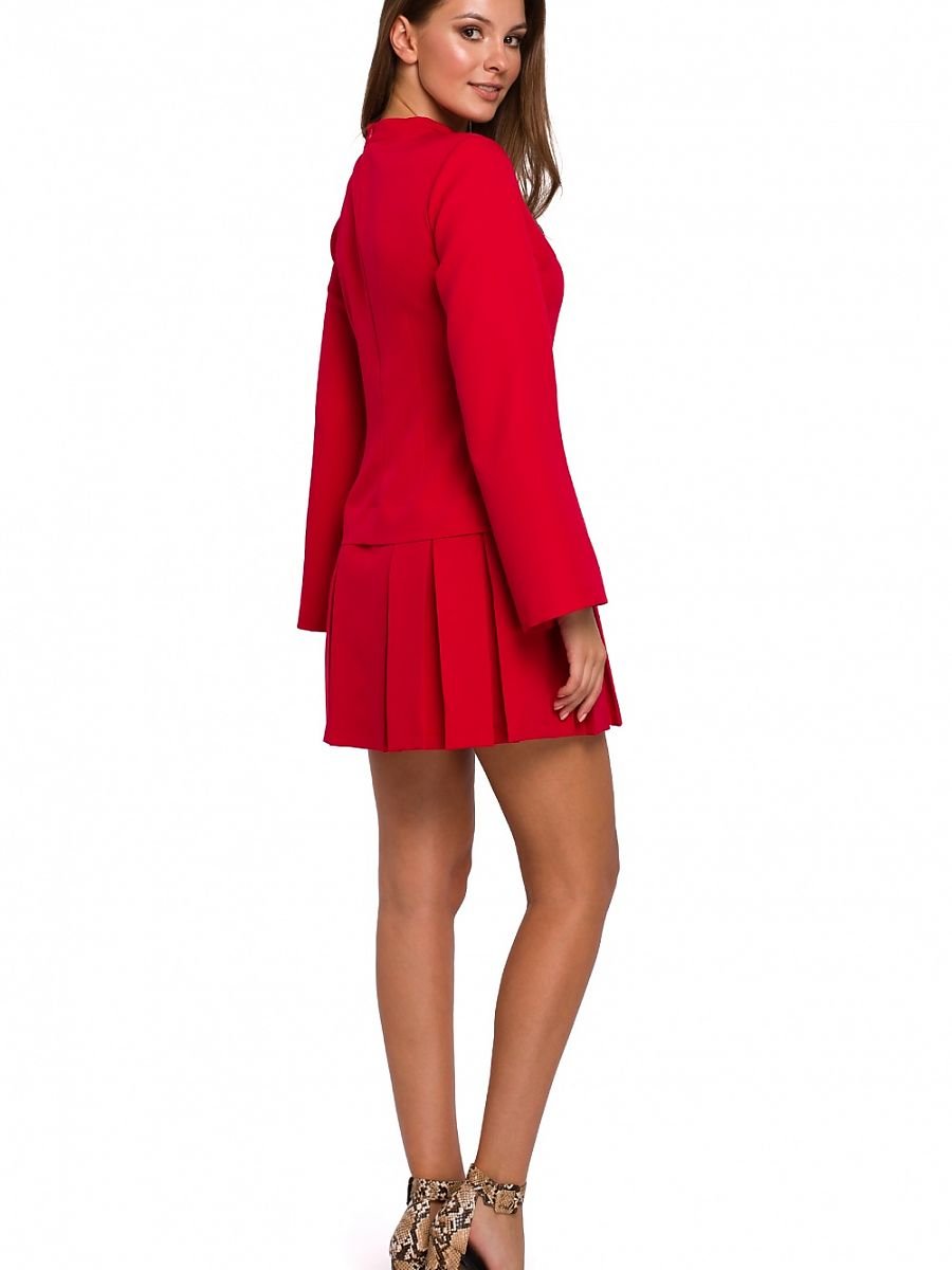 Chic Stand-Up Collar Cocktail Dress with Flared Sleeves