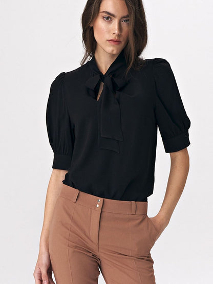 Nife Elegant Neckline-Binding Blouse