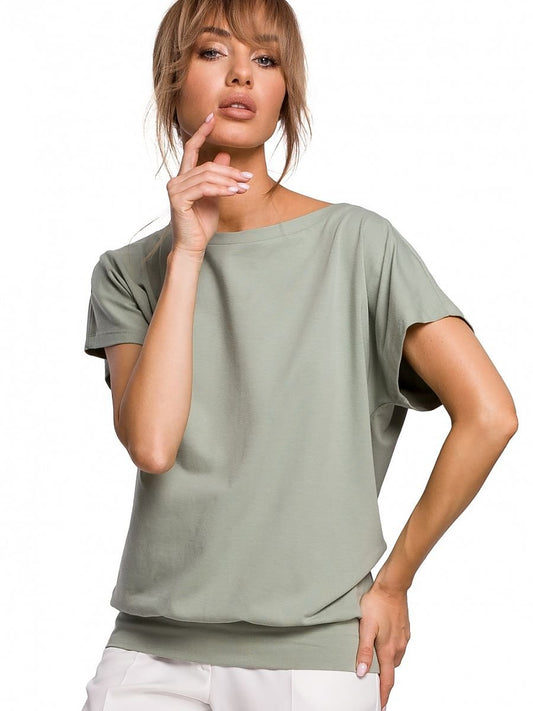 Airy Overlap Back Blouse