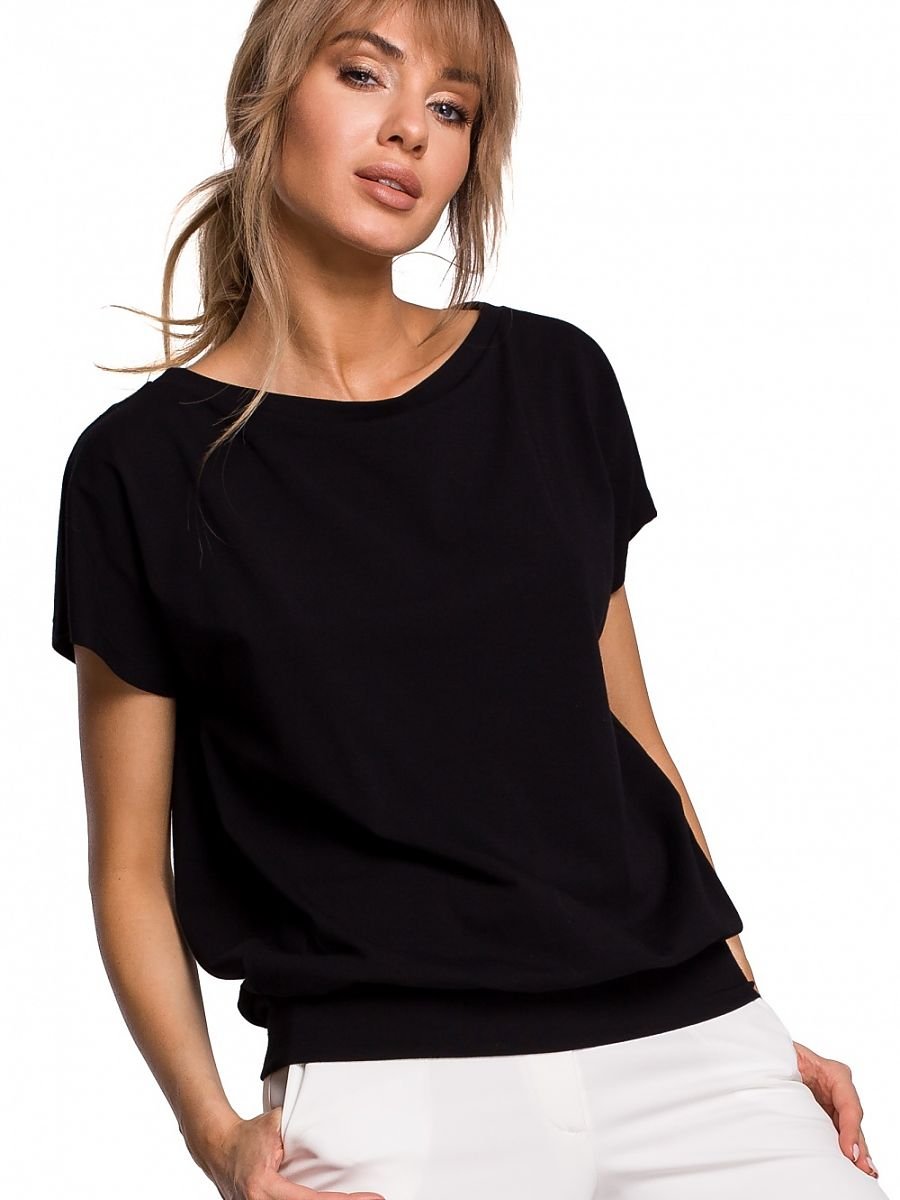 Airy Back Overlap Blouse